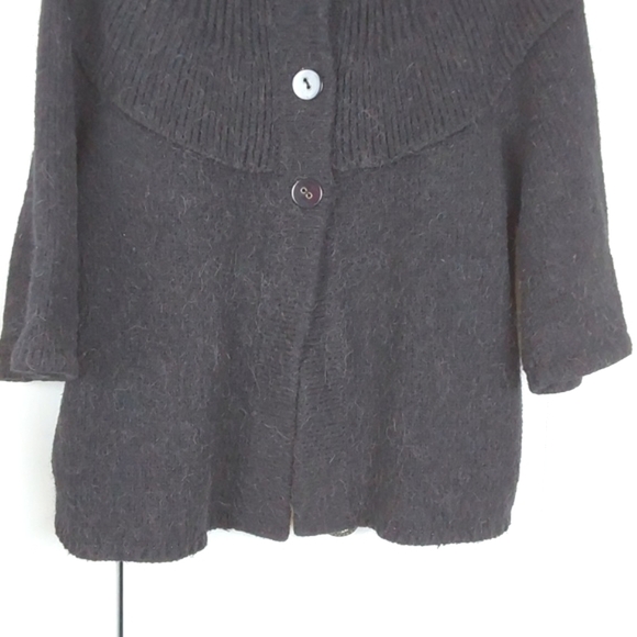 Kenar Womens Black Alpaca Sweater Cardigan Warm Pockets Neutral Sz.1X - Picture 3 of 11